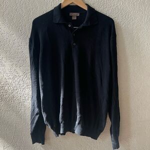 Sette Pronti Wool Collared Sweater Sz XXL Black Italy